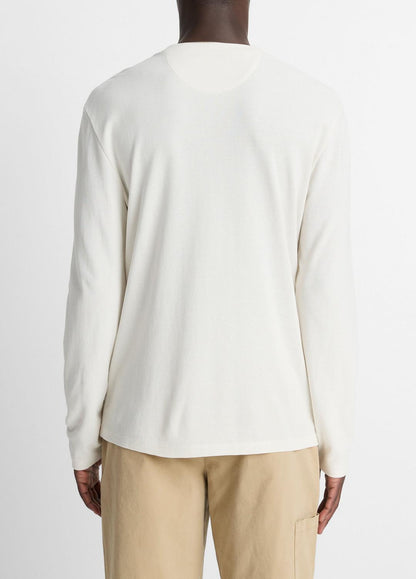 VINCE Micro-Waffle Pima Cotton Double-Collar Long-Sleeve T-Shirt in Long Sleeve