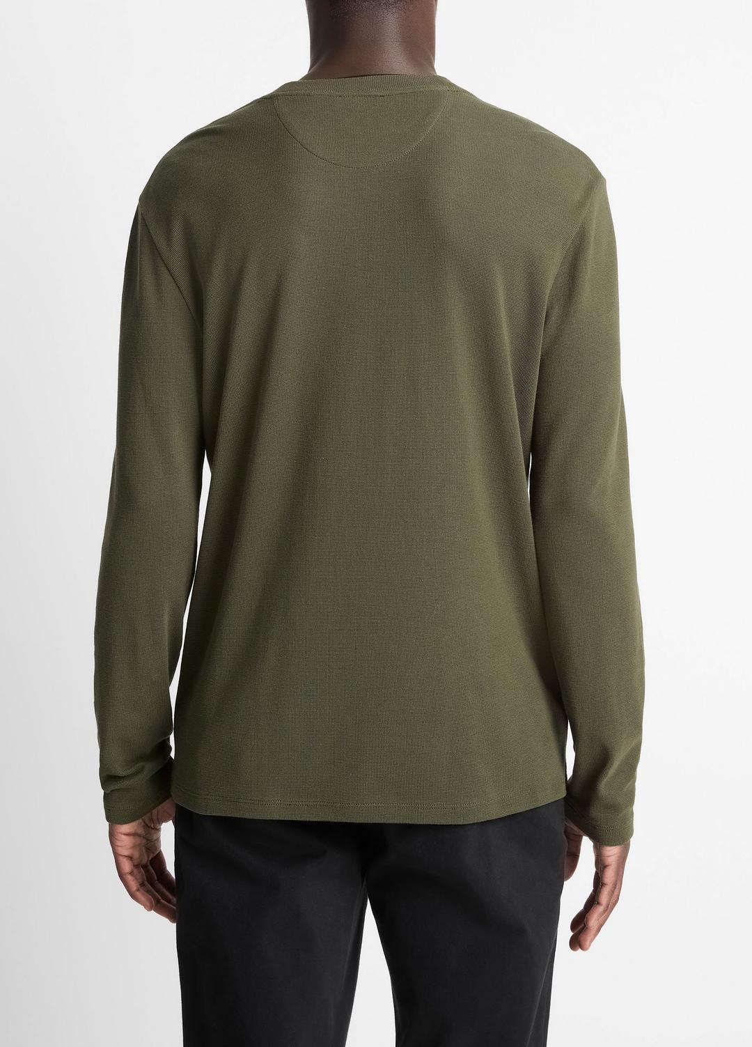 VINCE Micro-Waffle Pima Cotton Double-Collar Long-Sleeve T-Shirt in Long Sleeve