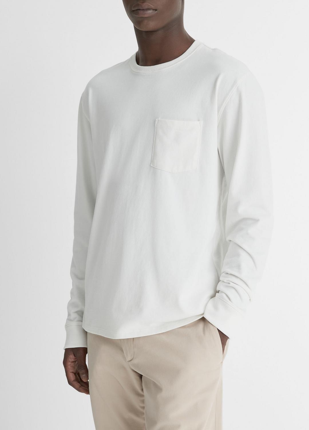 VINCE Sueded Jersey Long-Sleeve Pocket T-Shirt in Long Sleeve