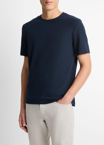 VINCE Pima Cotton Piqué Crew Neck T-Shirt in Short Sleeve