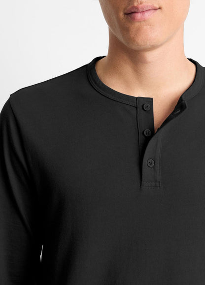VINCE Garment Dye Cotton Long-Sleeve Henley in Henleys & Polos