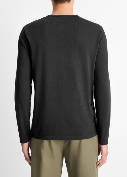 VINCE Garment Dye Cotton Long-Sleeve Henley in Henleys & Polos