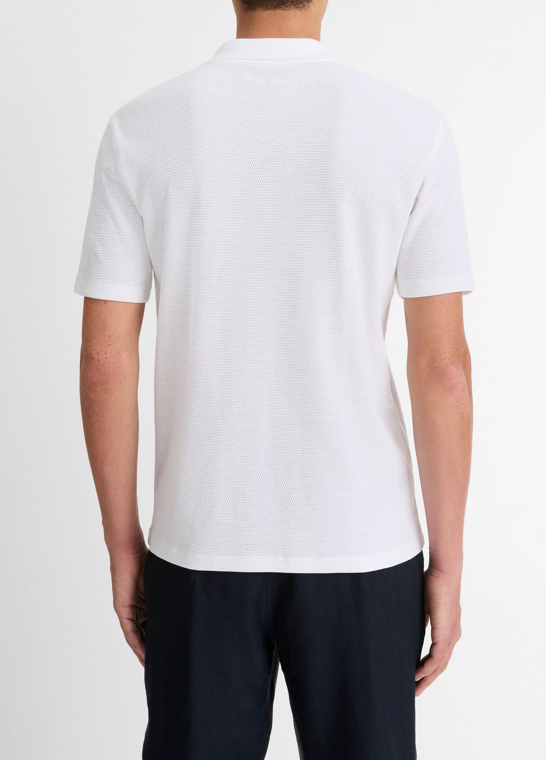 VINCE Cotton-Blend Johnny-Collar Polo Shirt in Short Sleeve