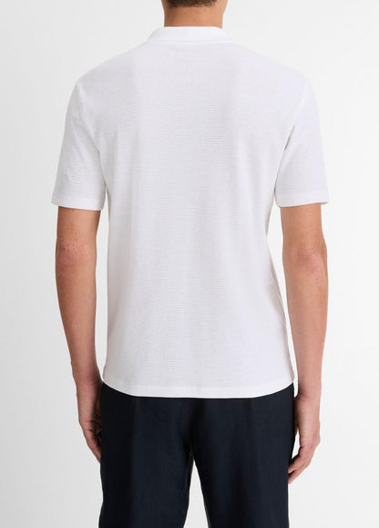 VINCE Cotton-Blend Johnny-Collar Polo Shirt in Short Sleeve