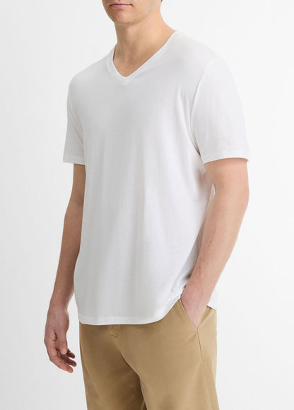 VINCE Pima Cotton V-Neck T-Shirt in Short Sleeve