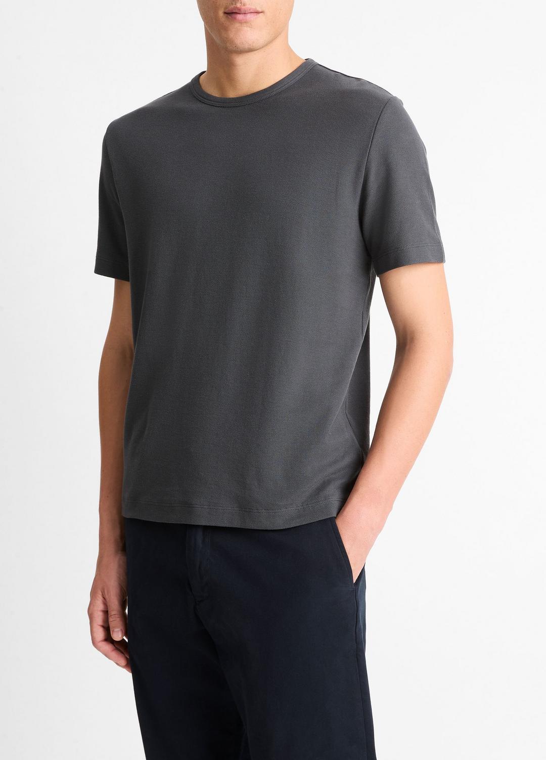 VINCE Pima Cotton Piqué Crew Neck T-Shirt in Short Sleeve