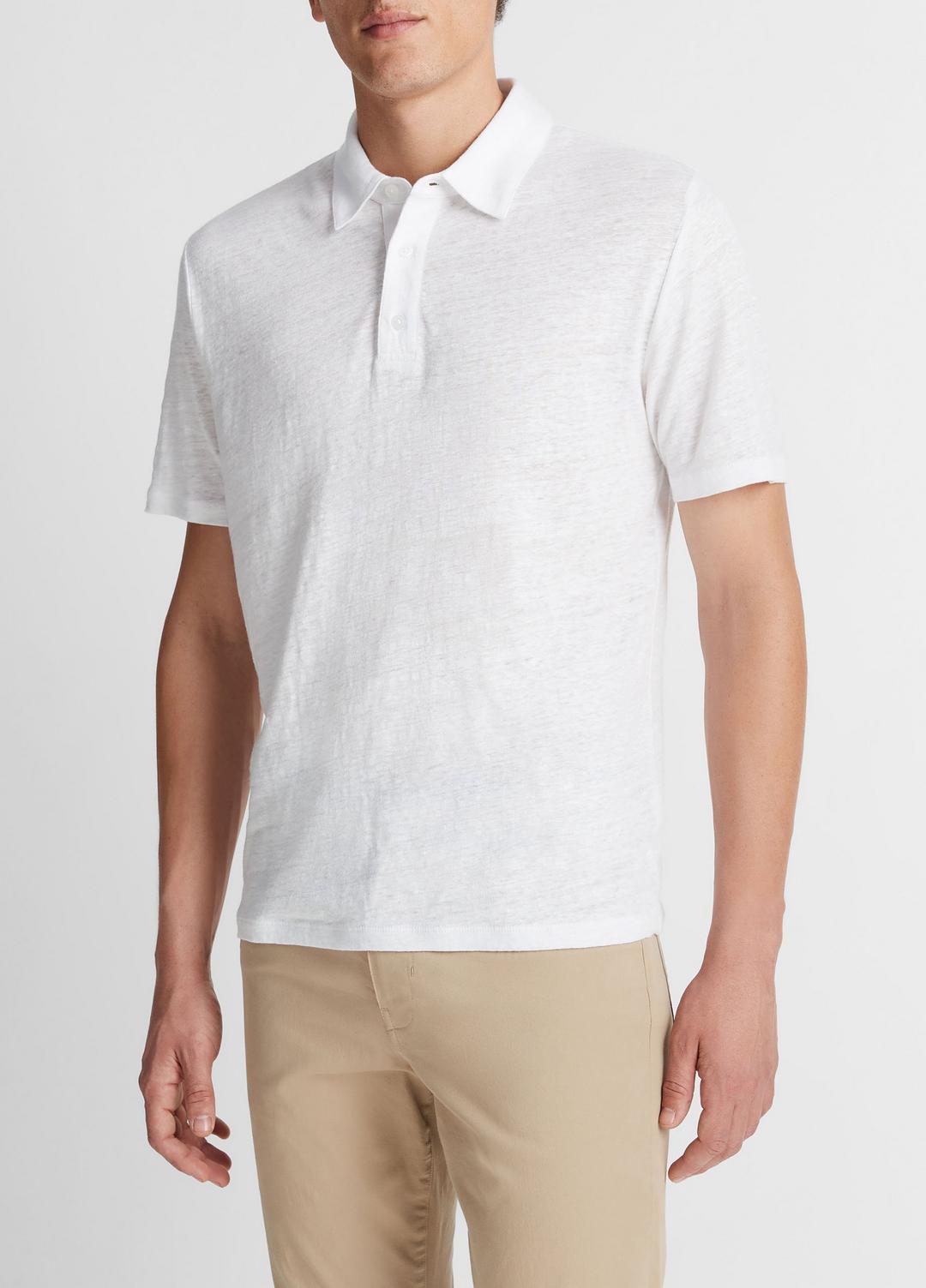 VINCE Linen Polo Shirt in Henleys & Polos