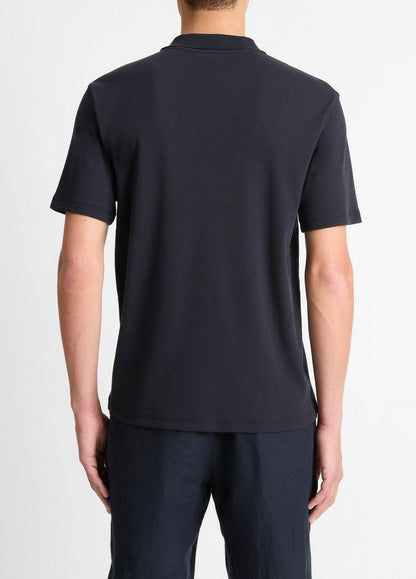 VINCE Cotton-Blend Johnny-Collar Polo Shirt in Short Sleeve
