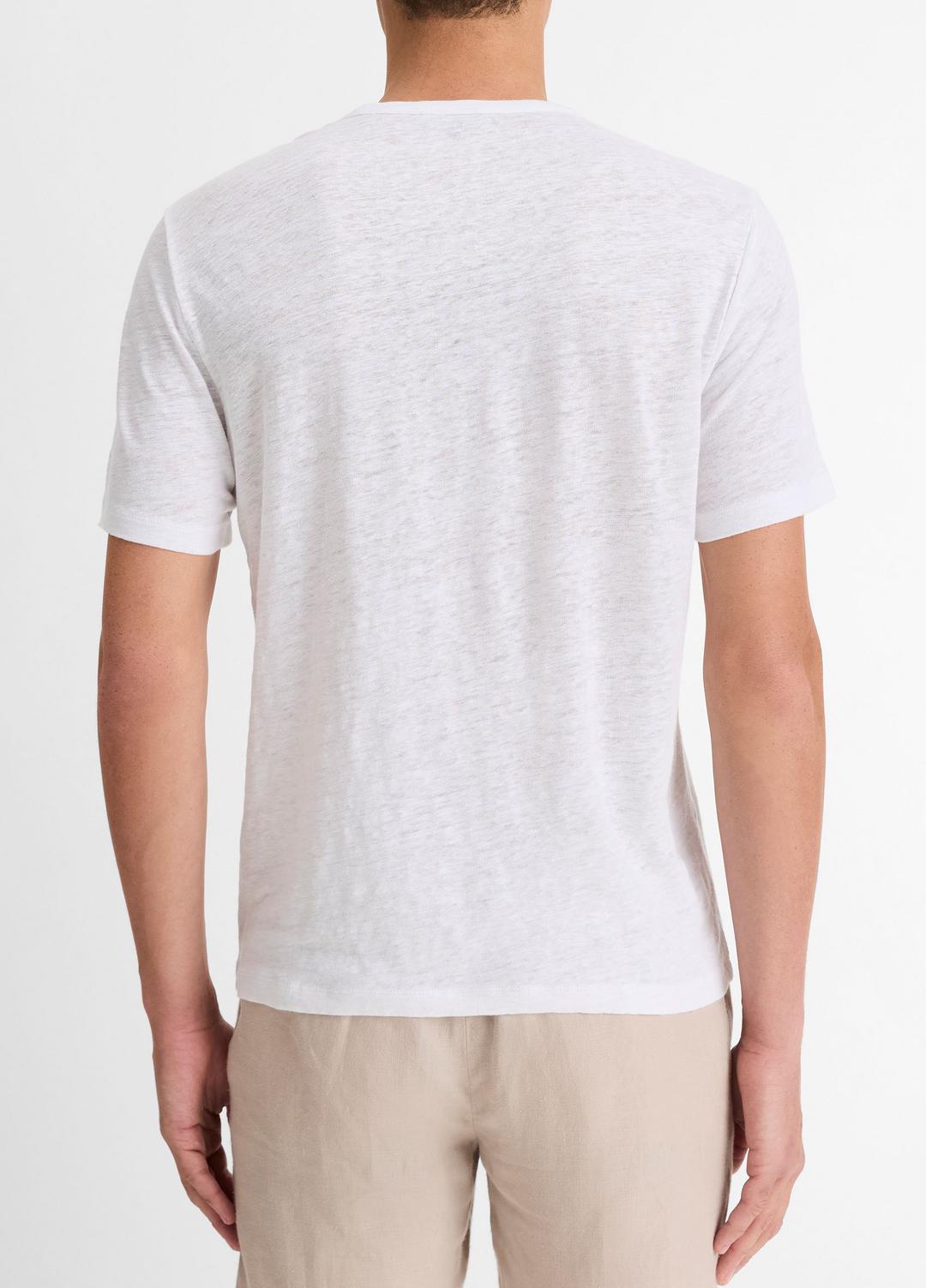 VINCE Linen Crew Neck T-Shirt in Short Sleeve