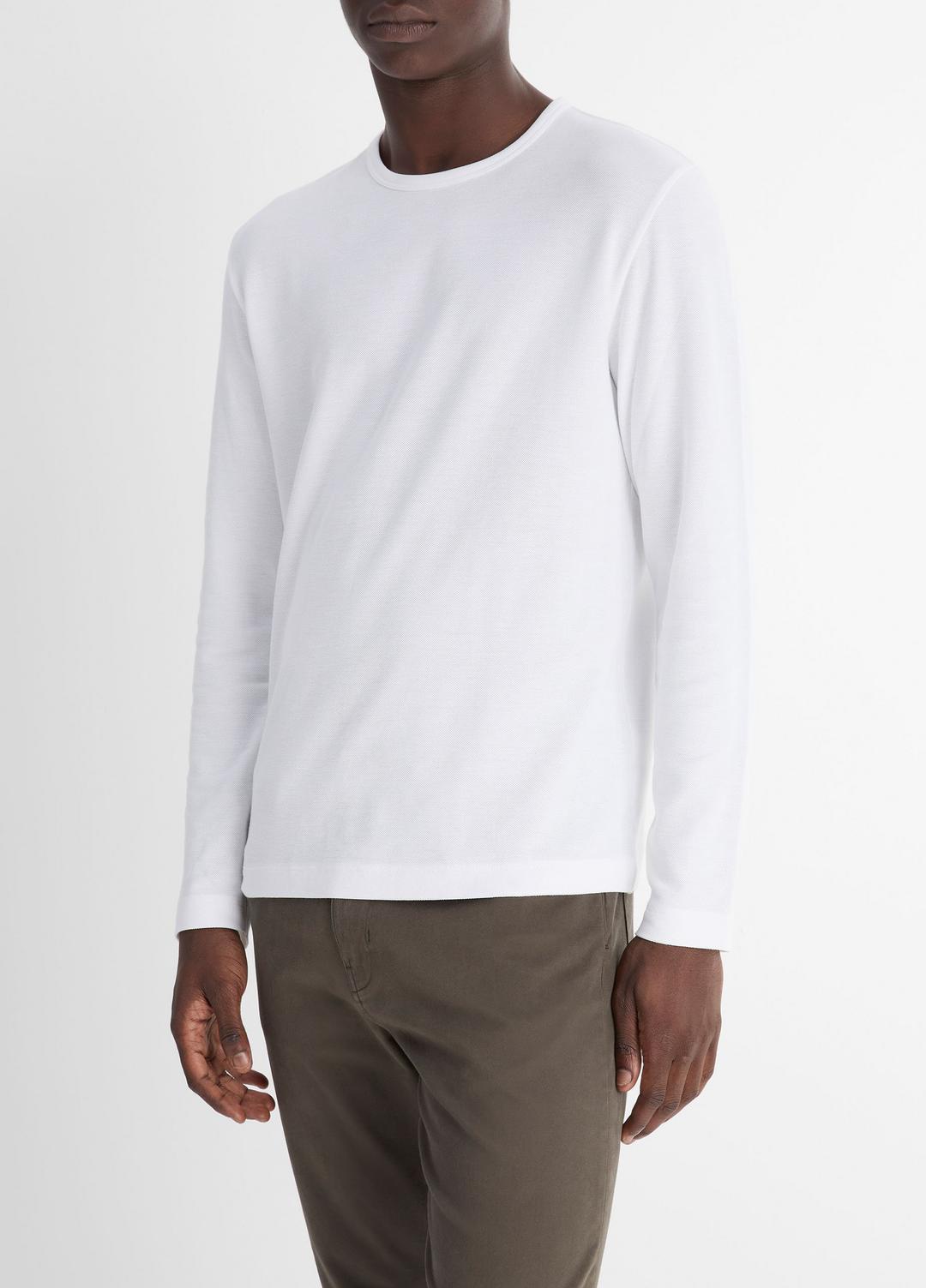 VINCE Pima Cotton Piqué Long-Sleeve T-Shirt in Long Sleeve