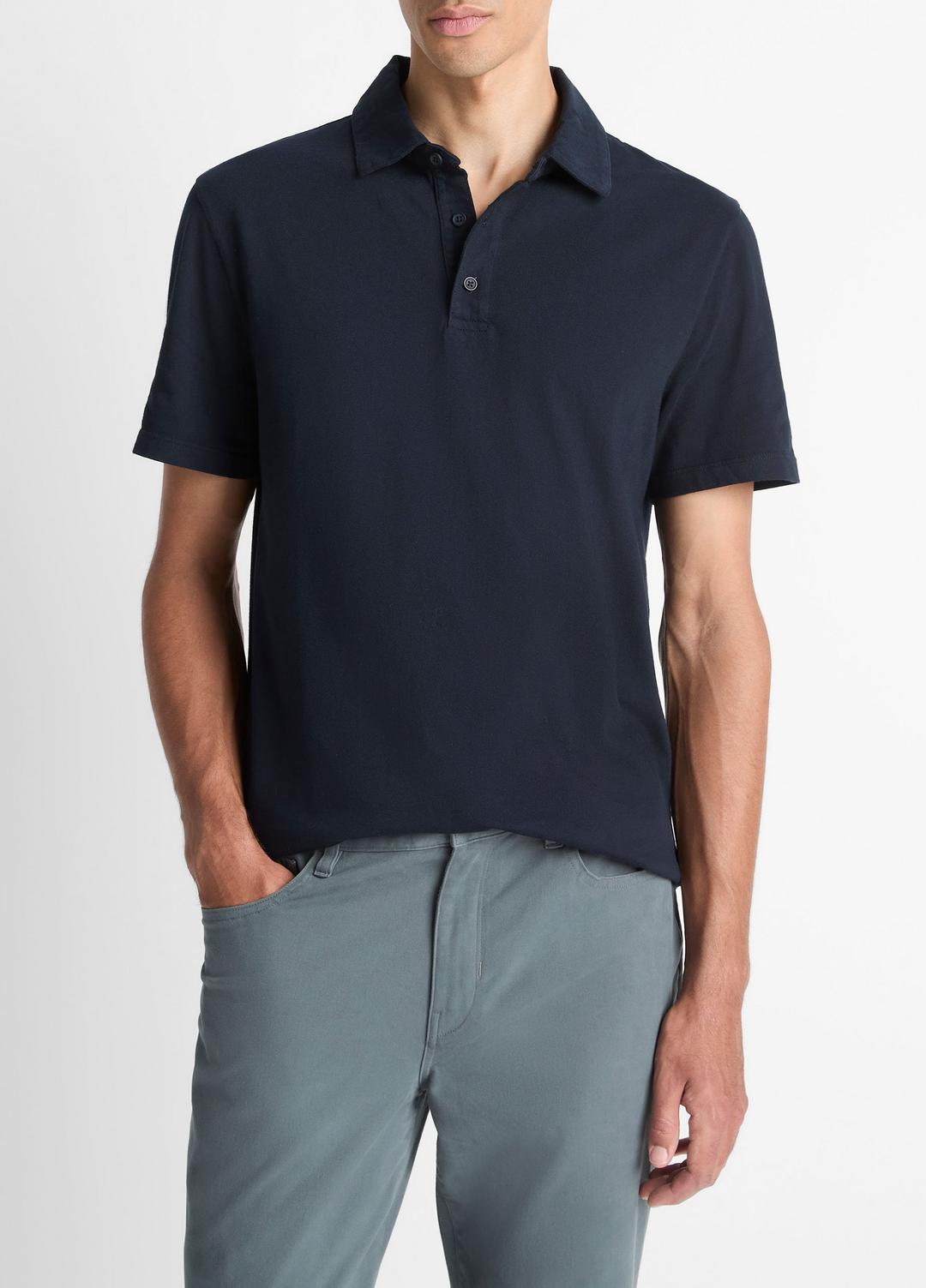 VINCE Garment Dye Cotton Polo Shirt in Henleys & Polos