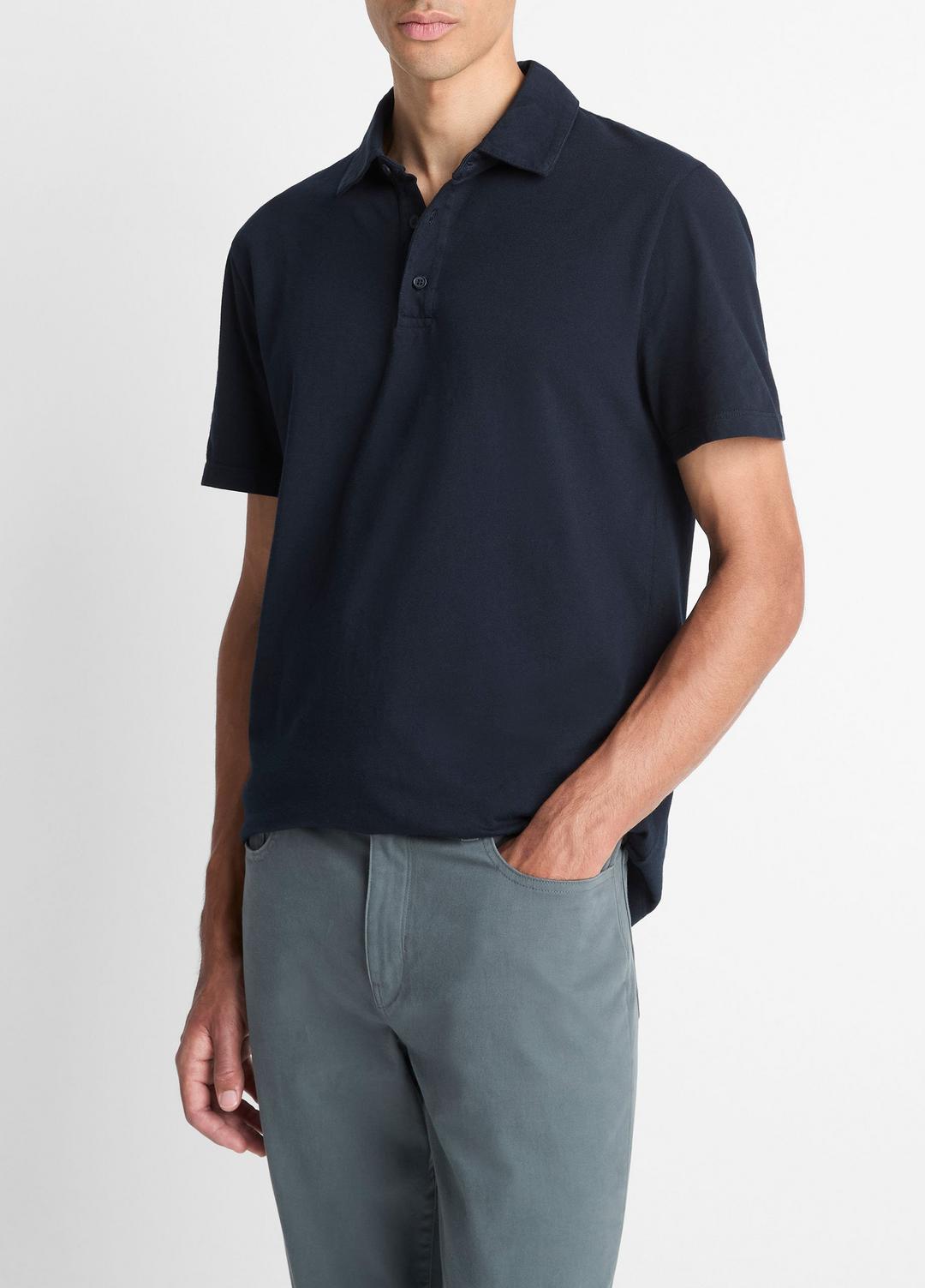 VINCE Garment Dye Cotton Polo Shirt in Henleys & Polos
