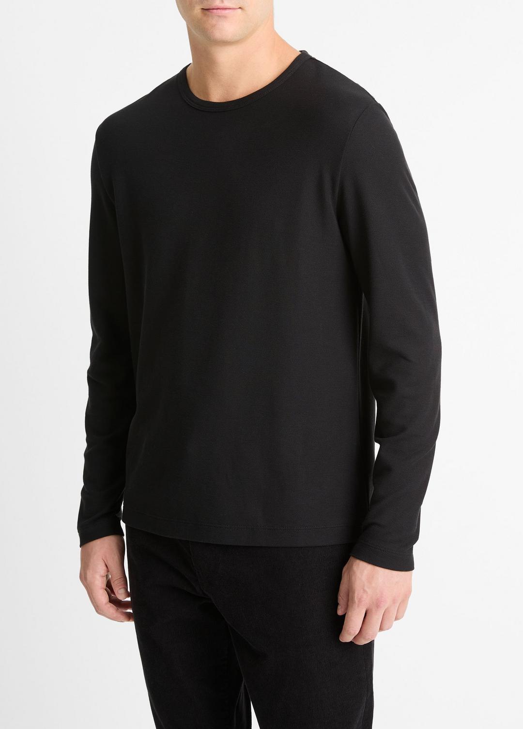 VINCE Pima Cotton Piqué Long-Sleeve T-Shirt in Long Sleeve