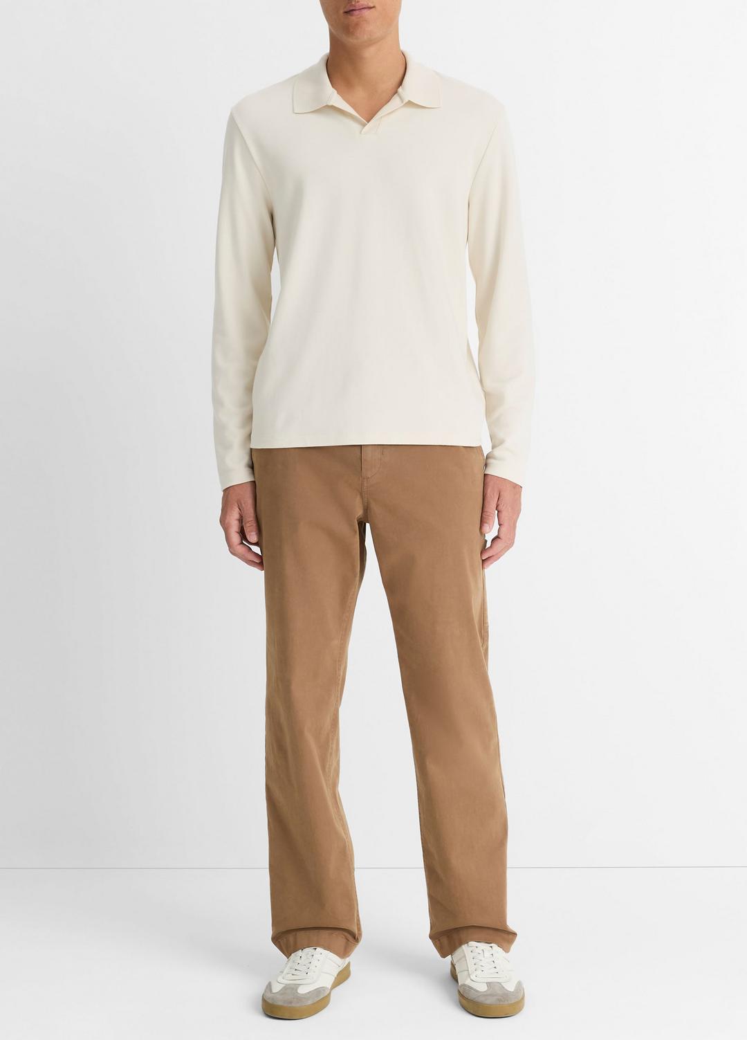 VINCE Milano Pima Cotton-Blend Johnny-Collar Shirt in Long Sleeve