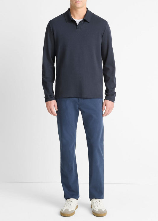 VINCE Milano Pima Cotton-Blend Johnny-Collar Shirt in Long Sleeve