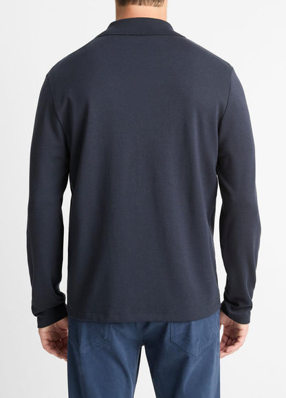 VINCE Milano Pima Cotton-Blend Johnny-Collar Shirt in Long Sleeve