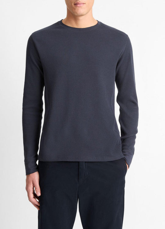 VINCE Pima Cotton-Blend Thermal Long-Sleeve Pullover in Long Sleeve