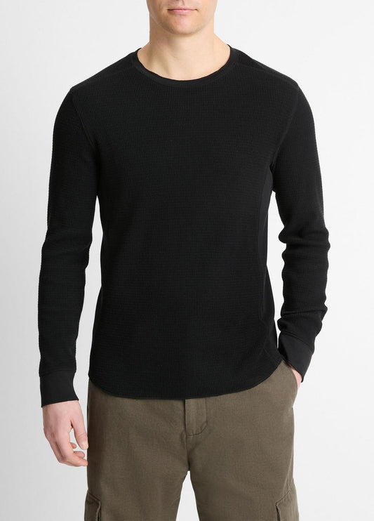 VINCE Pima Cotton-Blend Thermal Long-Sleeve Pullover in Long Sleeve