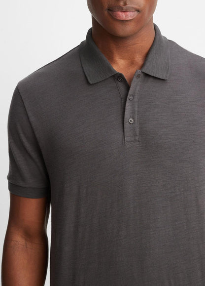 VINCE Classic Slub Polo Shirt in Henleys & Polos