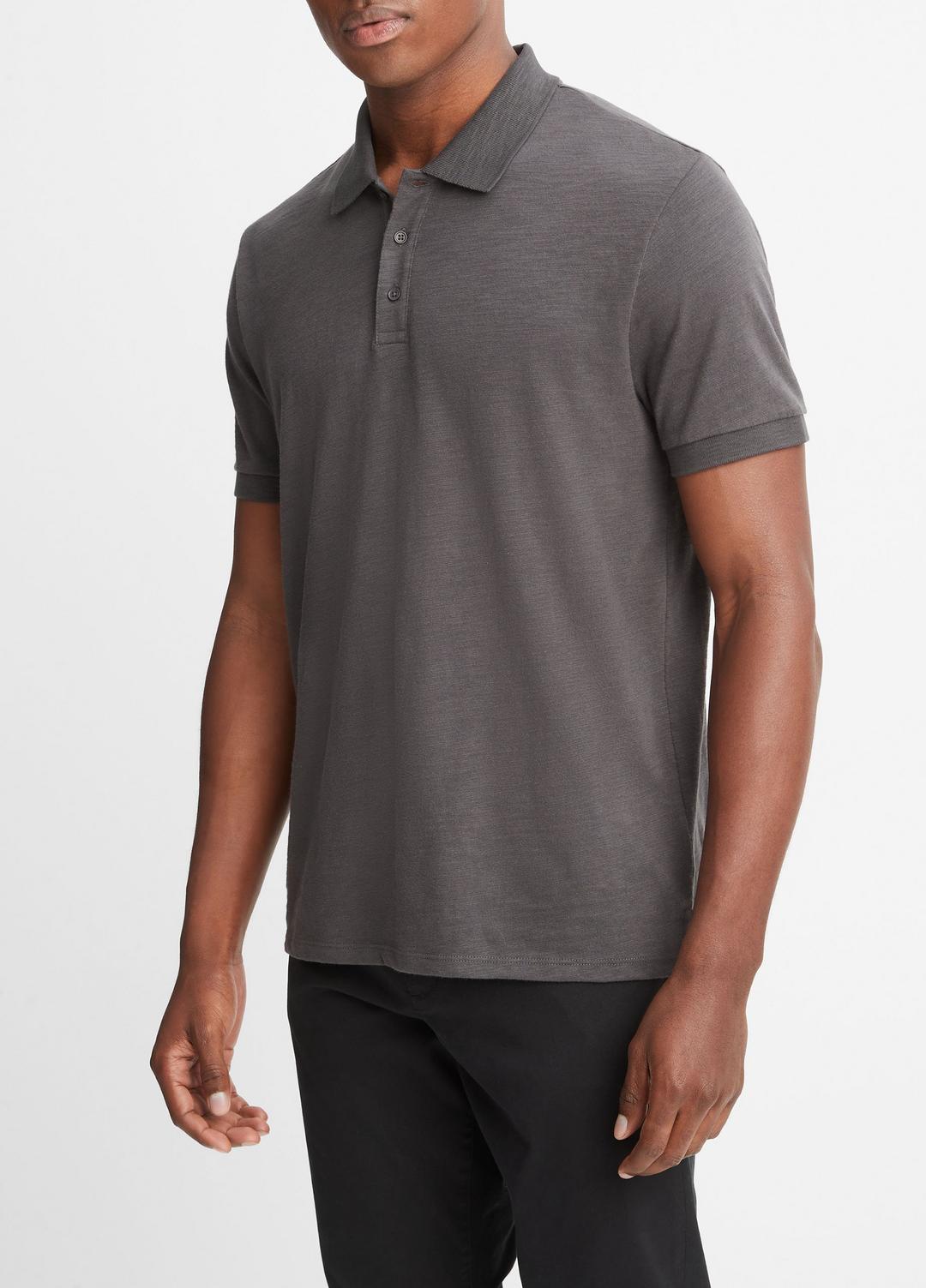VINCE Classic Slub Polo Shirt in Henleys & Polos