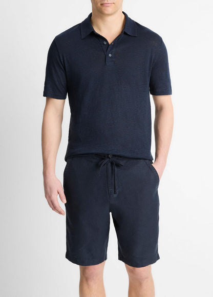 VINCE Linen Polo Shirt in Henleys & Polos