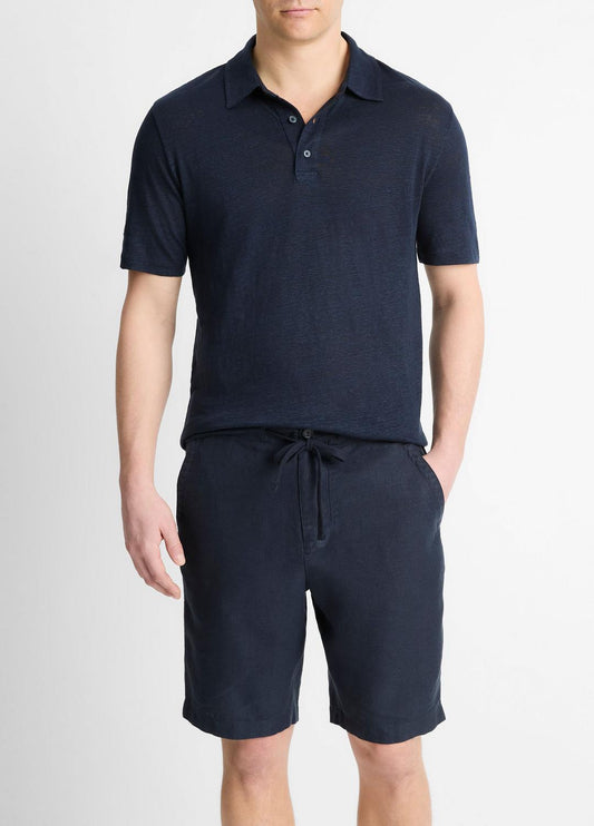 VINCE Linen Polo Shirt in Henleys & Polos