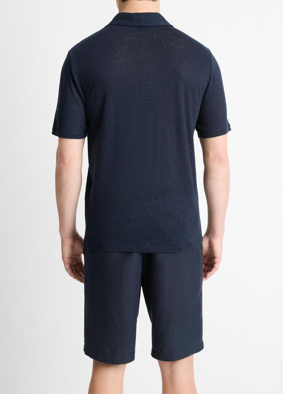 VINCE Linen Polo Shirt in Henleys & Polos