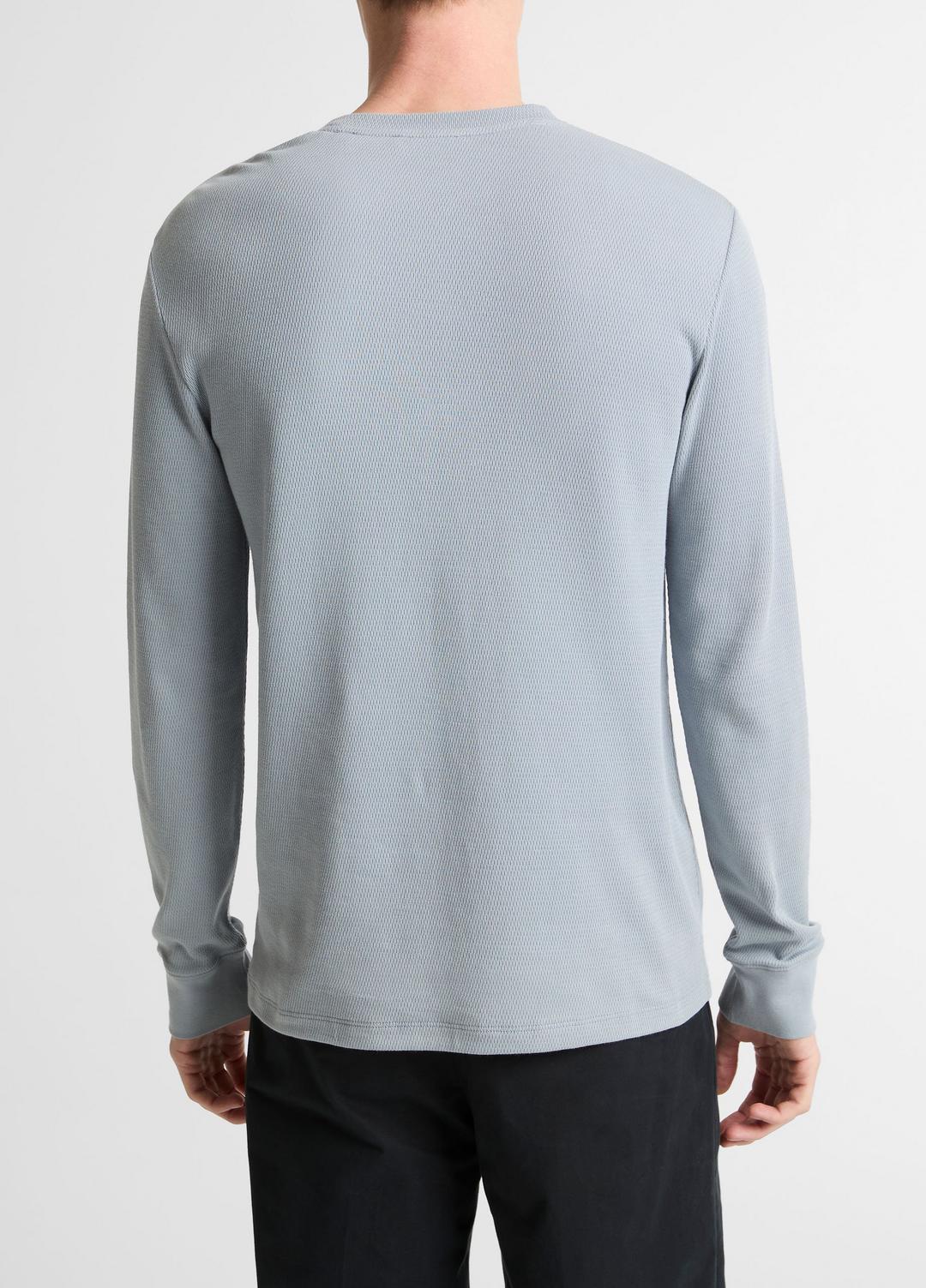 VINCE Jacquard-Rib Cotton Henley in Long Sleeve