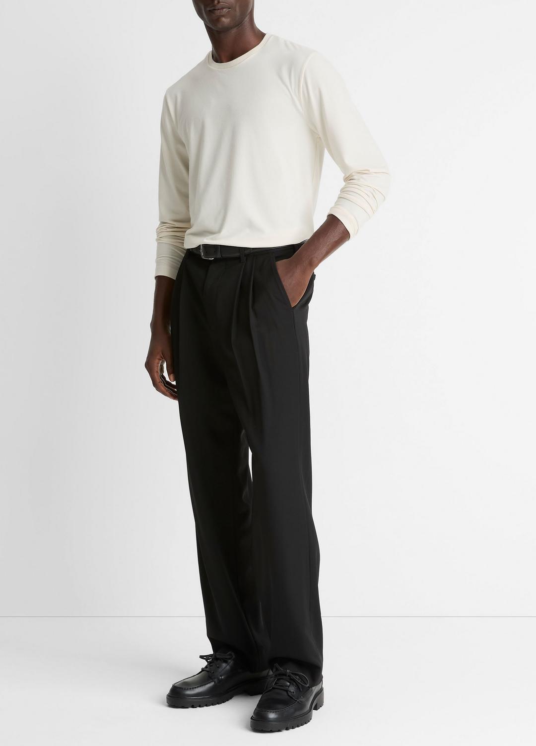 VINCE Wool Double-Pleat Suiting Trouser in Trousers