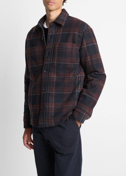 VINCE Sherpa-Lined Plaid Shirt Jacket in Shirt Jackets