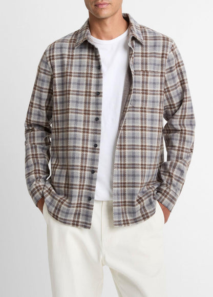 VINCE Plaid Cotton-Blend Shirt Jacket in Shirt Jackets