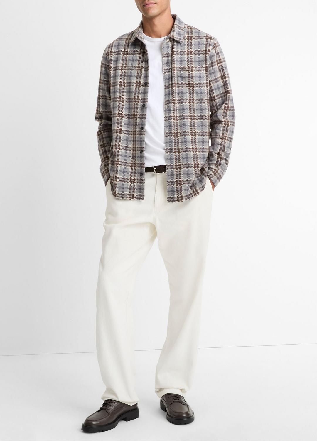 VINCE Plaid Cotton-Blend Shirt Jacket in Shirt Jackets