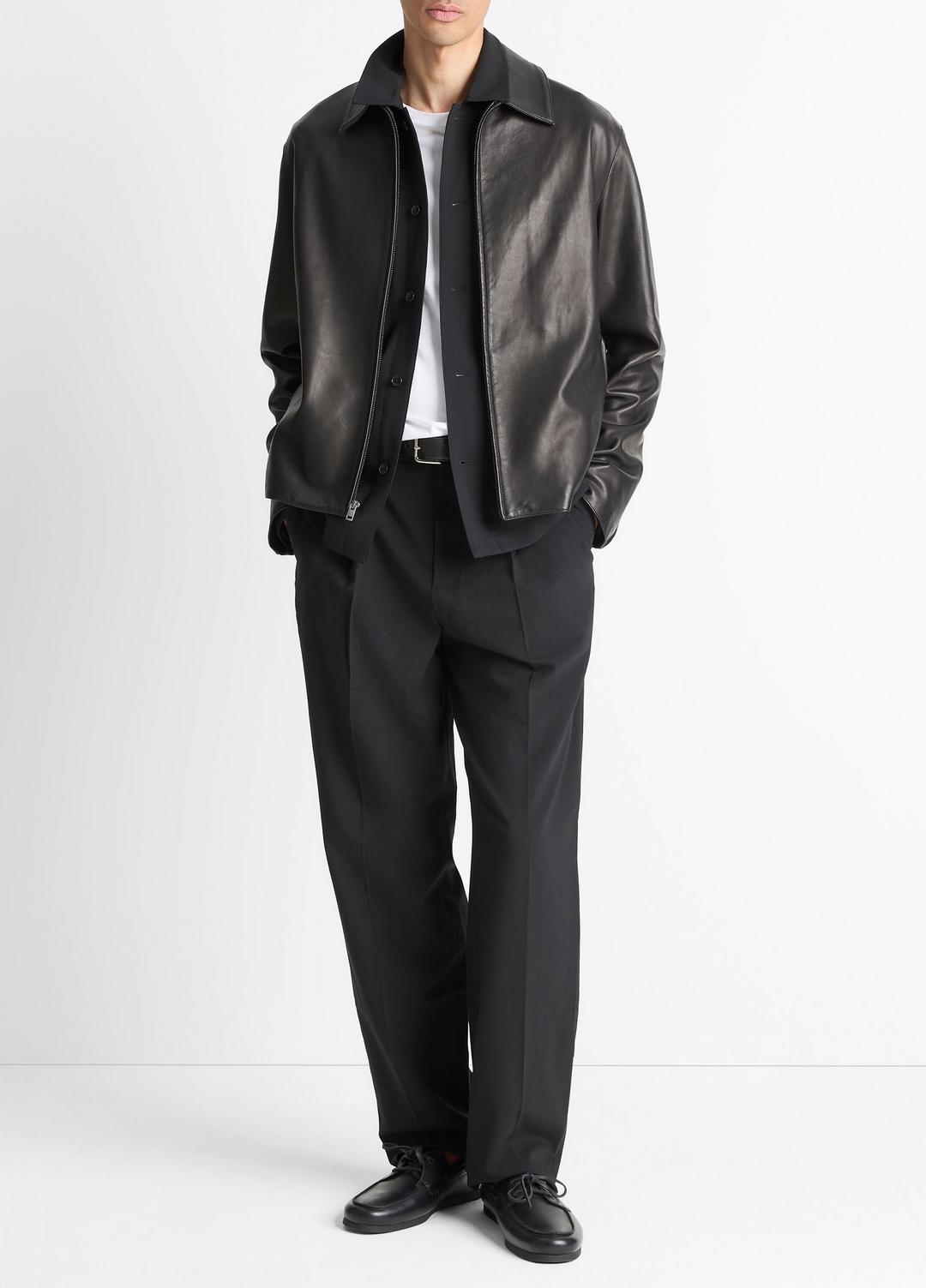 VINCE Leather Zip-Up Jacket in Leather Jackets