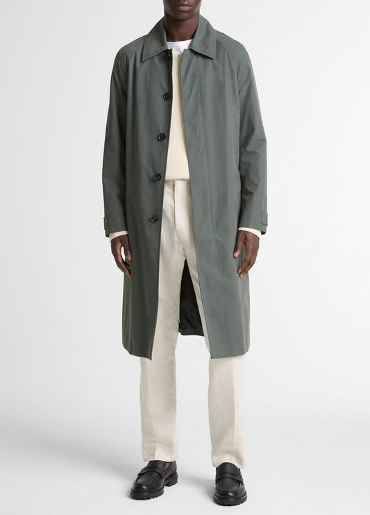 VINCE Cotton-Blend Single-Breasted Trench Coat in Coats