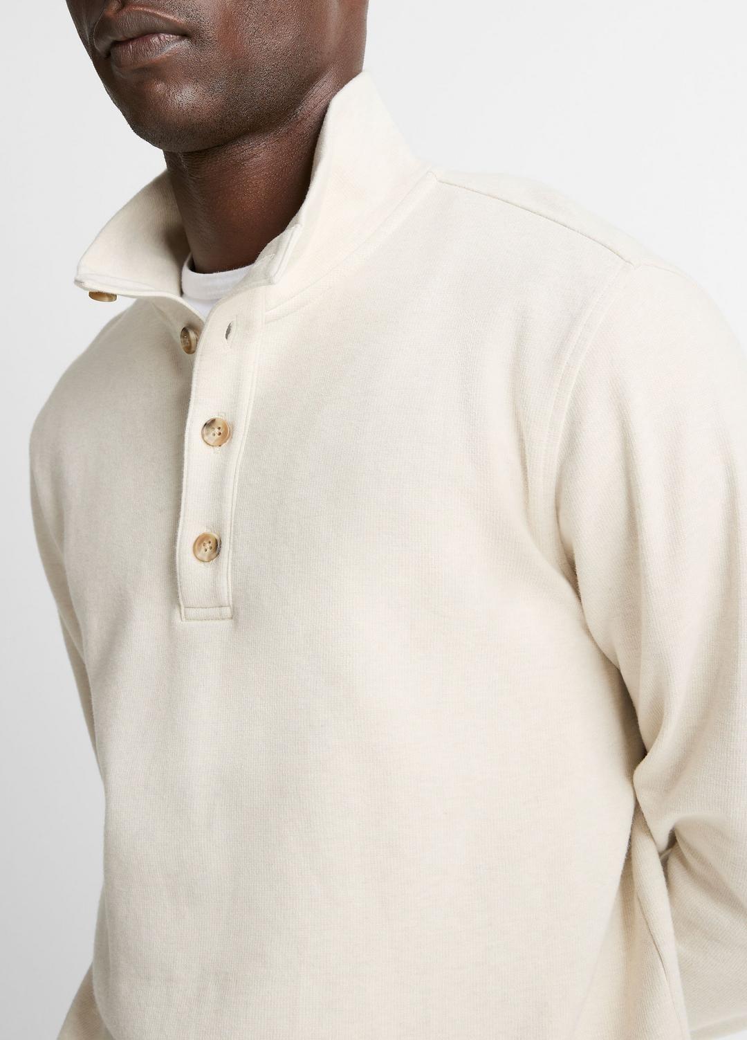 VINCE Cotton Button Mock-Neck Pullover in Sweatshirts & Hoodies