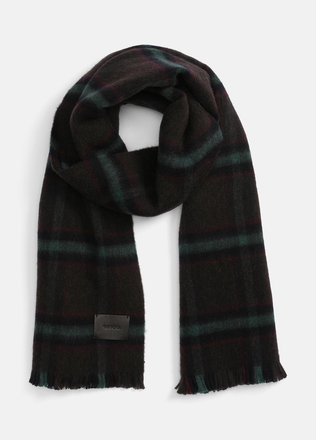 VINCE Brushed Holme Plaid Wool Scarf in Scarves & Hats