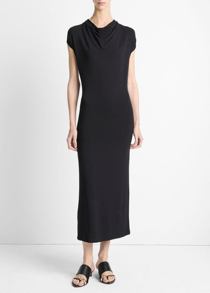 VINCE Jersey Draped Cowl-Neck Dress in Dresses & Skirts