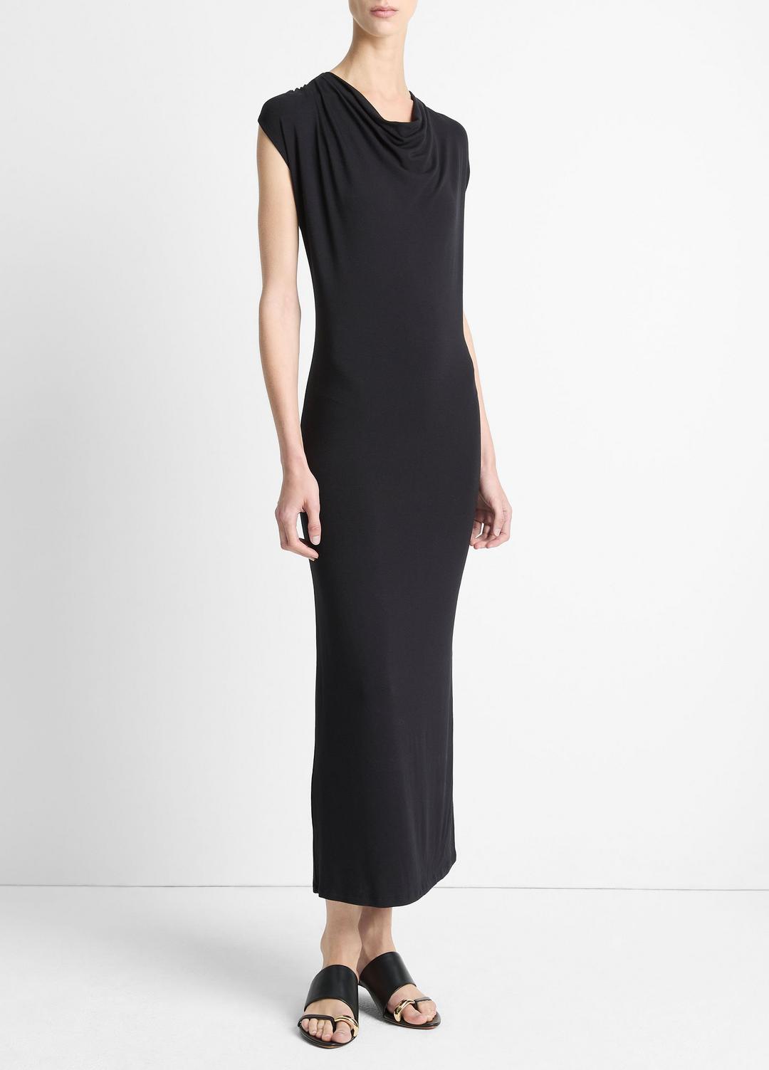 VINCE Jersey Draped Cowl-Neck Dress in Dresses & Skirts