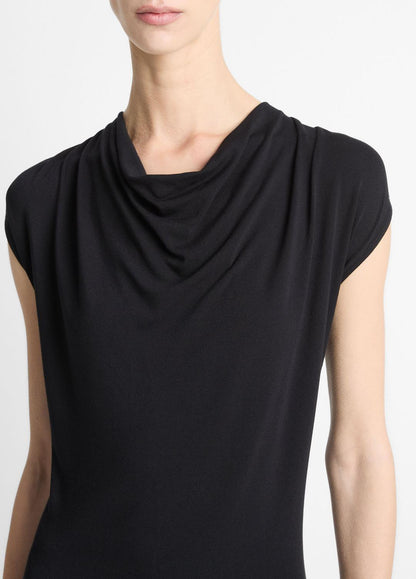 VINCE Jersey Draped Cowl-Neck Dress in Dresses & Skirts