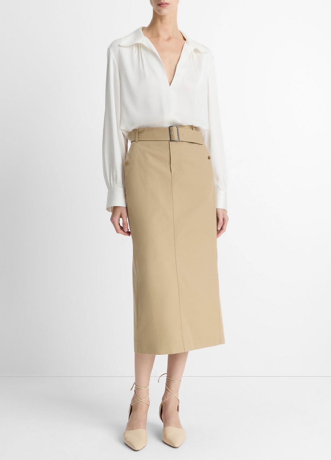 VINCE Cotton Trench Pencil Skirt in Dresses & Skirts