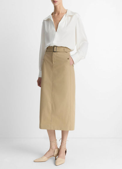 VINCE Cotton Trench Pencil Skirt in Dresses & Skirts