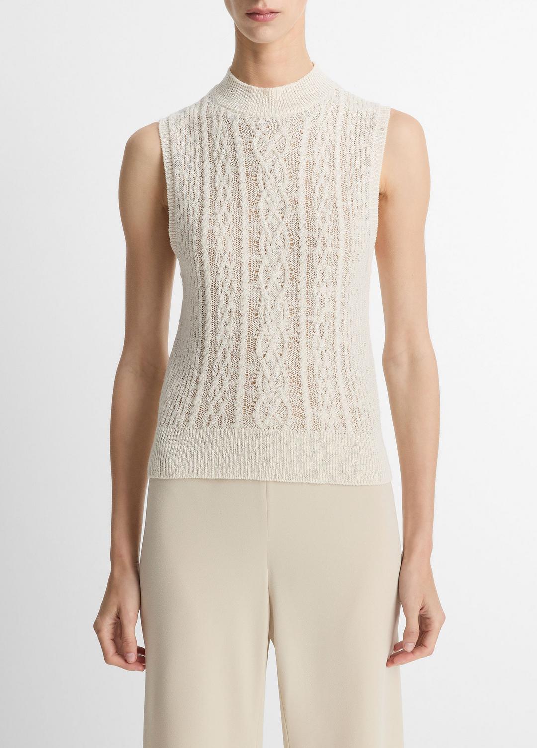 VINCE Cable Cotton-Blend Double-Layer Shell in Sweaters