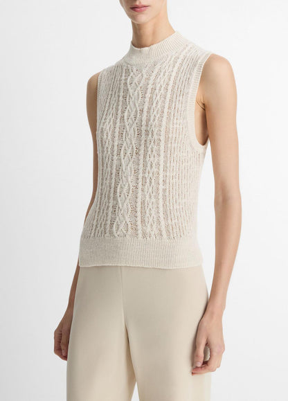 VINCE Cable Cotton-Blend Double-Layer Shell in Sweaters