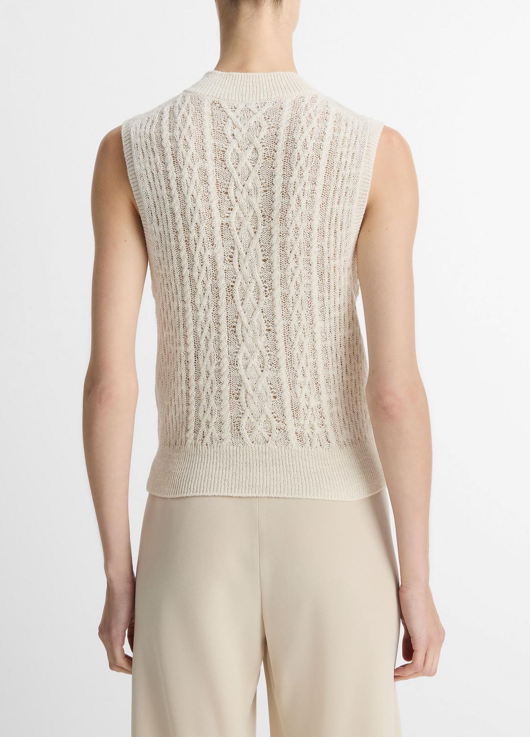 VINCE Cable Cotton-Blend Double-Layer Shell in Sweaters