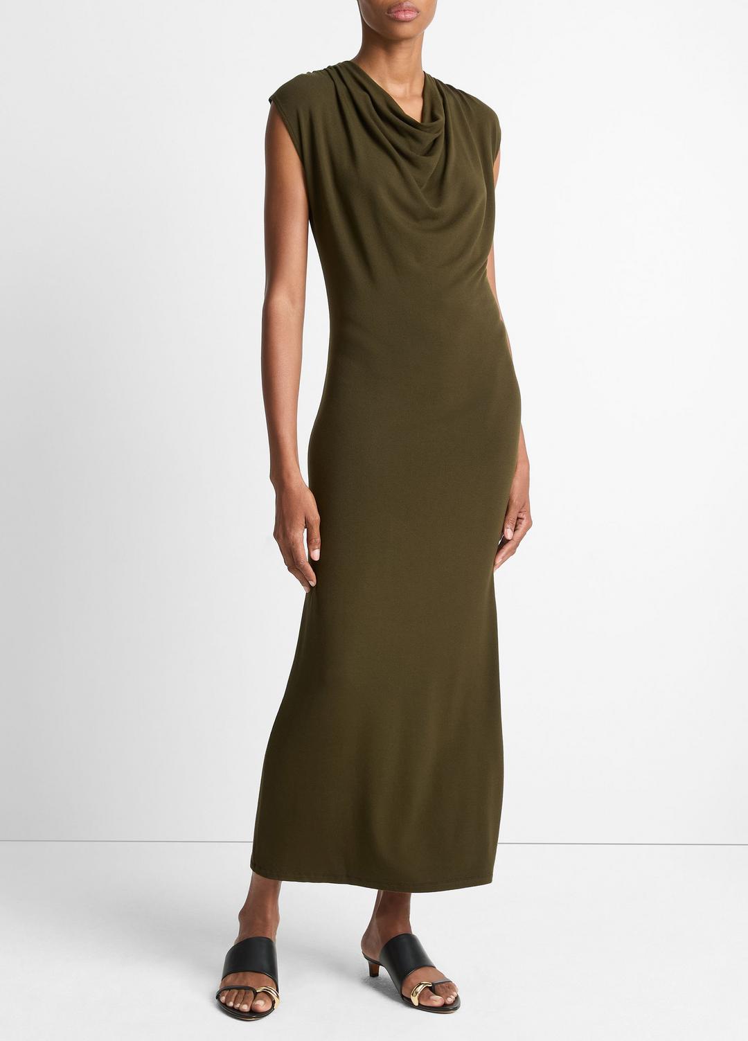 VINCE Jersey Draped Cowl-Neck Dress in Dresses & Skirts