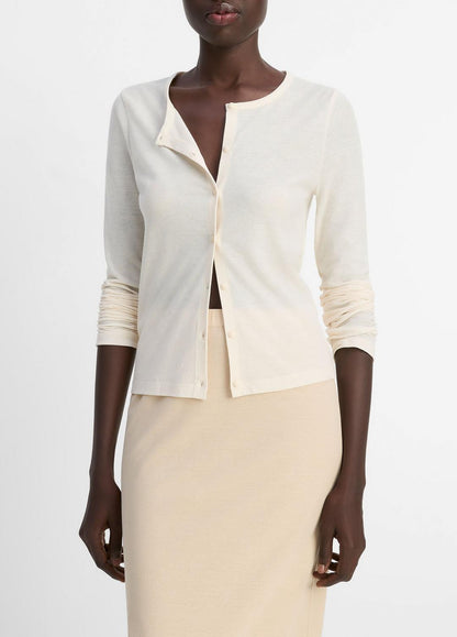 VINCE Cotton Crepe Jersey Cardigan in Shirts & Tees