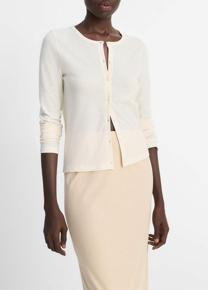 VINCE Cotton Crepe Jersey Cardigan in Shirts & Tees
