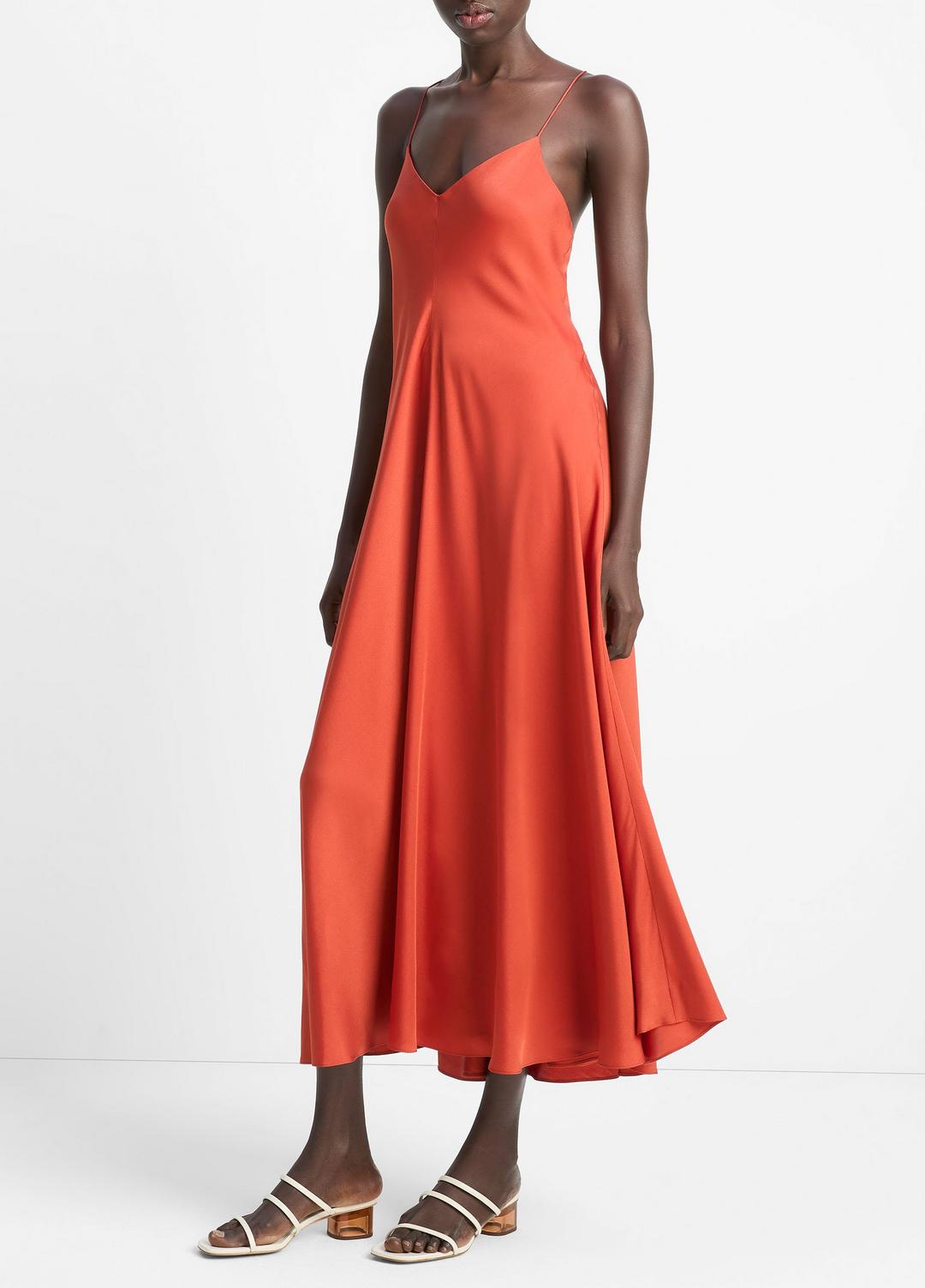 VINCE Silk-Blend A-Line Slip Dress in Dresses & Skirts