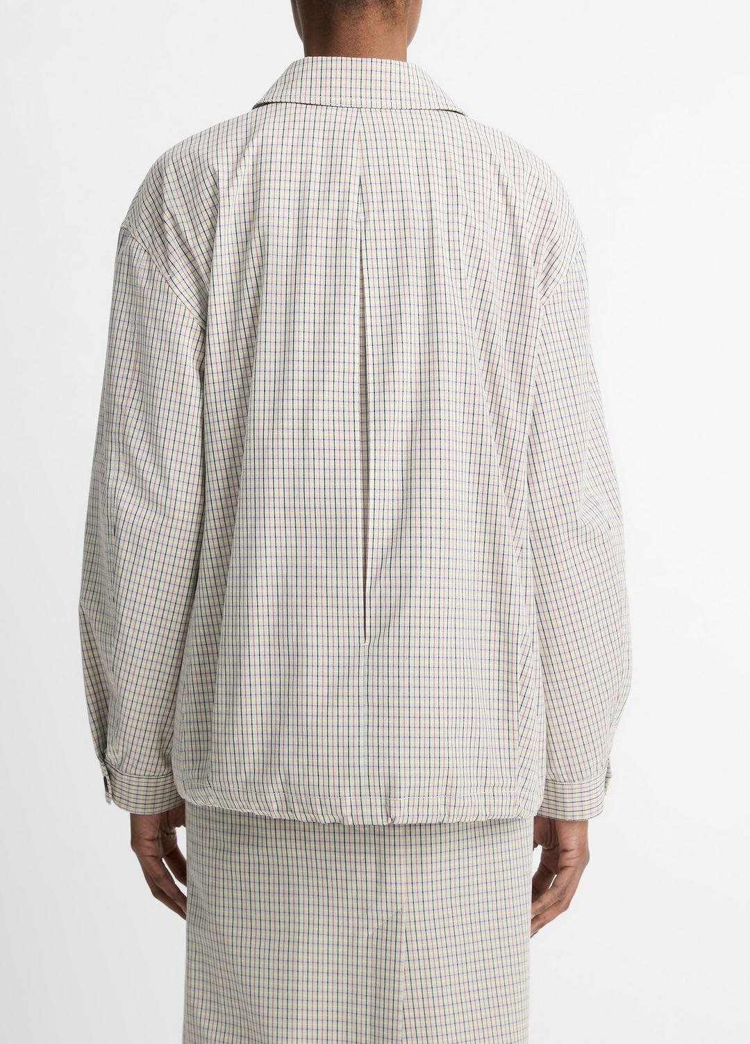 VINCE Gardener's Check Cotton Oversized Bomber Jacket in Jackets & Outerwear