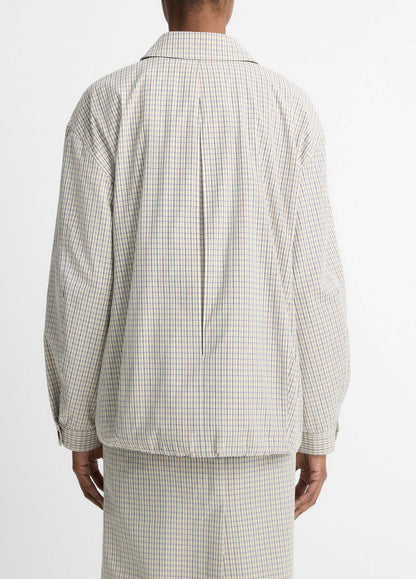 VINCE Gardener's Check Cotton Oversized Bomber Jacket in Jackets & Outerwear